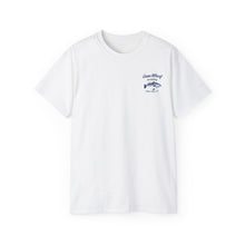 Load image into Gallery viewer, Dana Wharf Sportfishing Unisex Ultra Cotton Tee - White & Navy
