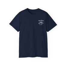 Load image into Gallery viewer, Dana Wharf Sportfishing Unisex Ultra Cotton Tee - White & Navy