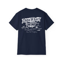 Load image into Gallery viewer, Dana Wharf Sportfishing Unisex Ultra Cotton Tee - White & Navy